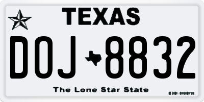 TX license plate DOJ8832