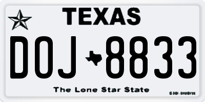 TX license plate DOJ8833