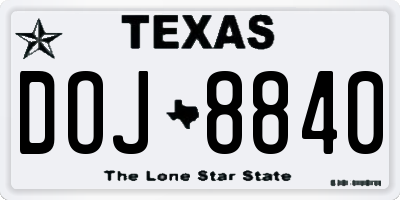 TX license plate DOJ8840