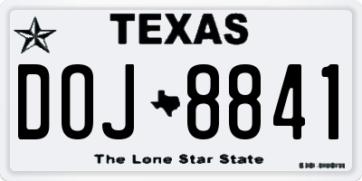 TX license plate DOJ8841
