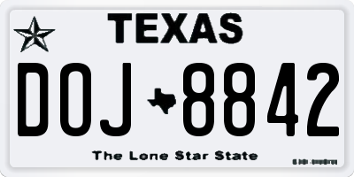 TX license plate DOJ8842