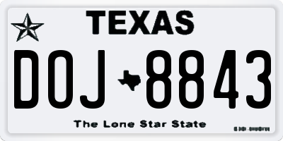 TX license plate DOJ8843