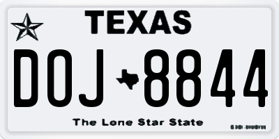 TX license plate DOJ8844