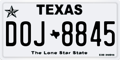 TX license plate DOJ8845