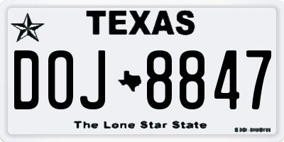 TX license plate DOJ8847