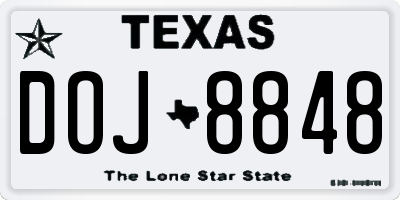TX license plate DOJ8848