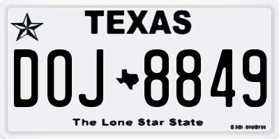 TX license plate DOJ8849