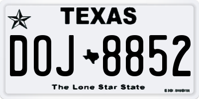 TX license plate DOJ8852