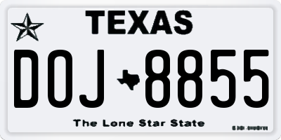TX license plate DOJ8855