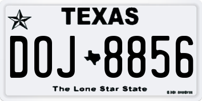 TX license plate DOJ8856