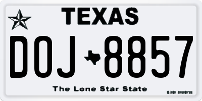 TX license plate DOJ8857