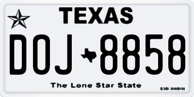 TX license plate DOJ8858
