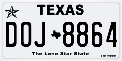 TX license plate DOJ8864