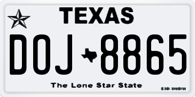 TX license plate DOJ8865