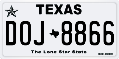 TX license plate DOJ8866