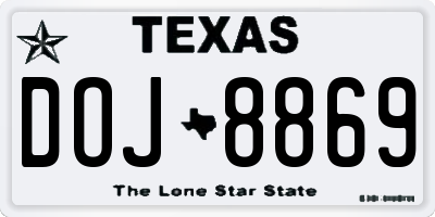 TX license plate DOJ8869