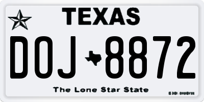 TX license plate DOJ8872