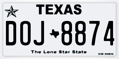 TX license plate DOJ8874