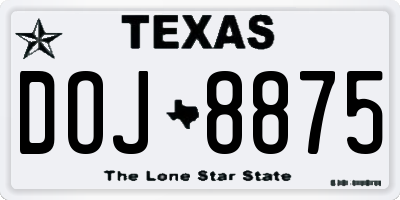 TX license plate DOJ8875