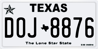 TX license plate DOJ8876