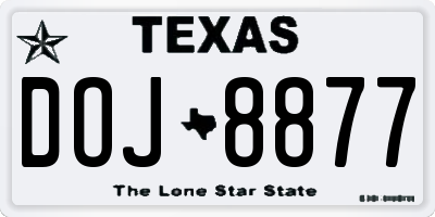 TX license plate DOJ8877
