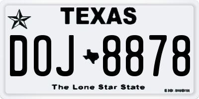 TX license plate DOJ8878