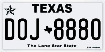 TX license plate DOJ8880