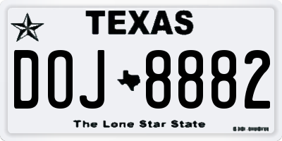 TX license plate DOJ8882