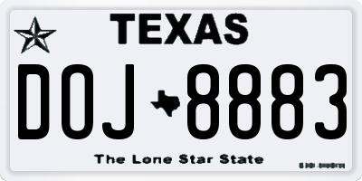 TX license plate DOJ8883