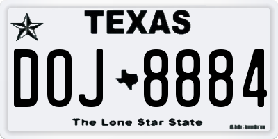 TX license plate DOJ8884