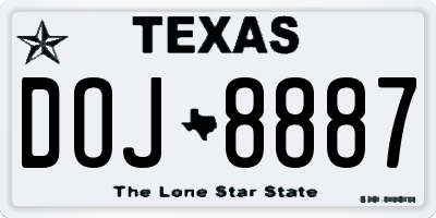 TX license plate DOJ8887