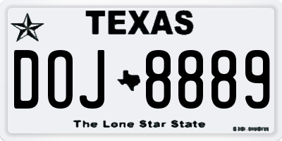 TX license plate DOJ8889