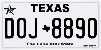 TX license plate DOJ8890
