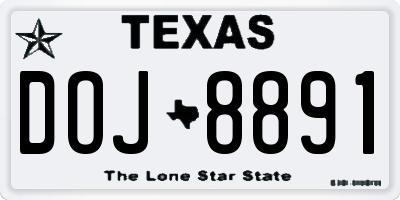 TX license plate DOJ8891
