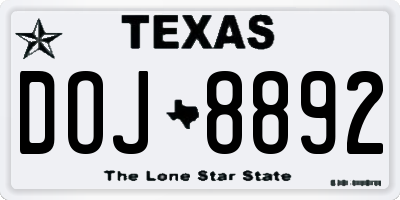 TX license plate DOJ8892