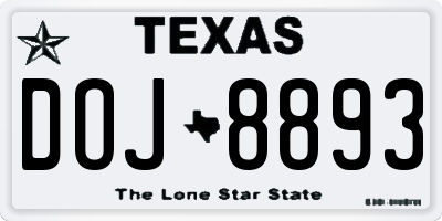 TX license plate DOJ8893