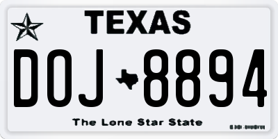 TX license plate DOJ8894