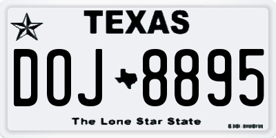 TX license plate DOJ8895