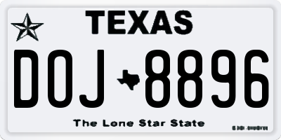 TX license plate DOJ8896