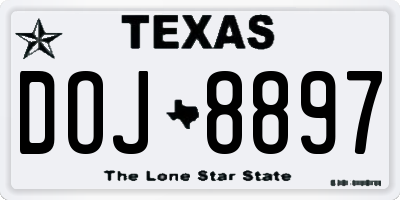 TX license plate DOJ8897