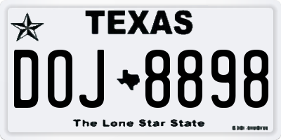 TX license plate DOJ8898