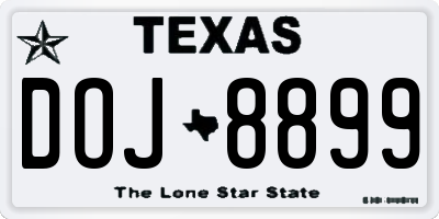 TX license plate DOJ8899