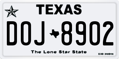 TX license plate DOJ8902