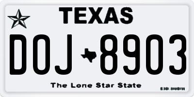 TX license plate DOJ8903