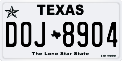 TX license plate DOJ8904