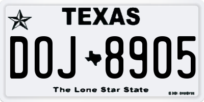 TX license plate DOJ8905