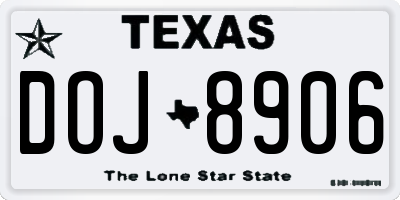 TX license plate DOJ8906