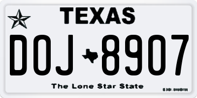 TX license plate DOJ8907