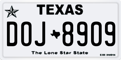 TX license plate DOJ8909