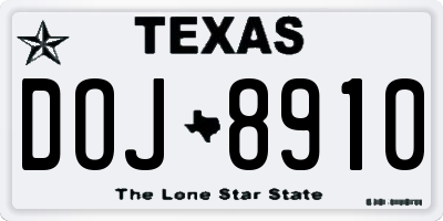 TX license plate DOJ8910